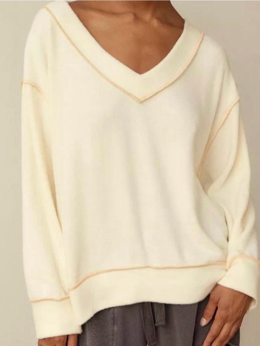Urban Outfitters Cody V-Neck Oversized Dusty Mauve Pink Sweatshirt S - Picture 8 of 9